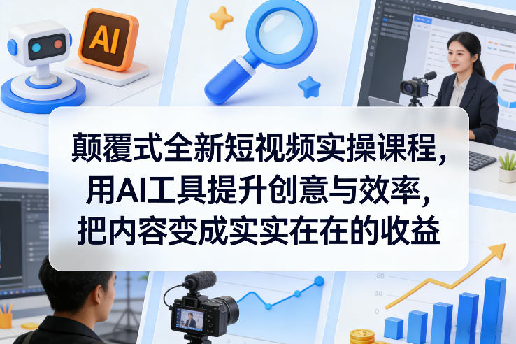 颠覆式全新短视频实操课程，用AI工具提升创意与效率，把内容变成实实在在的收益-资源共享