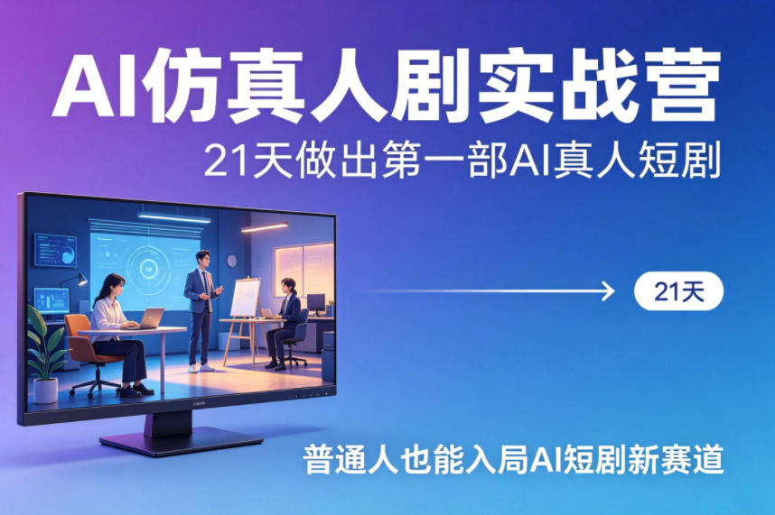 AI仿真人剧实战营，21天做出第一部AI真人短剧，普通人也能入局AI短剧新赛道-资源共享