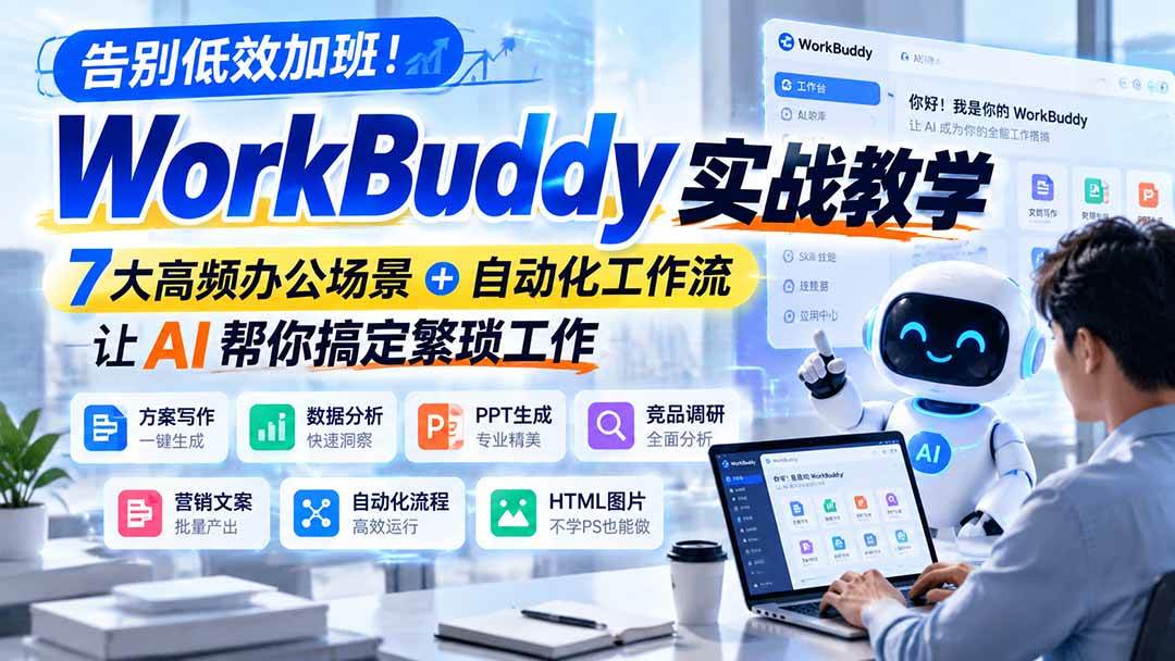 (21115期)告别低效加班!WorkBuddy实战教学,7大高频办公场景+自动化工作流,让AI帮你搞定繁琐工作-资源共享