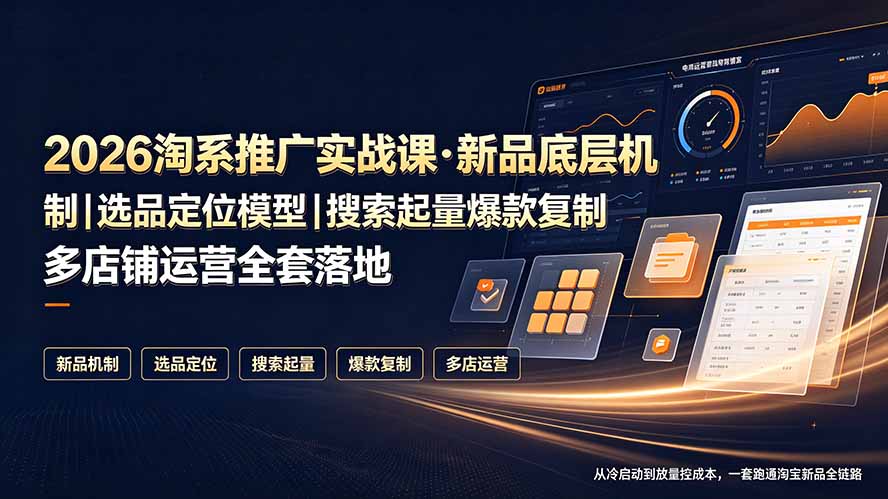 2026淘系推广实战课·新品底层机制|选品定位模型|搜索起量爆款复制多店铺运营全套落地教程-资源共享