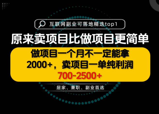 一单利润700-2.5K+,为什么我们要卖项目而不是做项目,我们普通人应该怎样开始?【揭秘】-资源共享