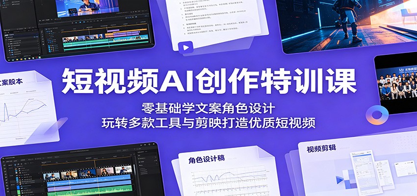 短视频AI创作特训课:零基础学文案角色设计,玩转多款工具与剪映打造优质短视频-资源共享