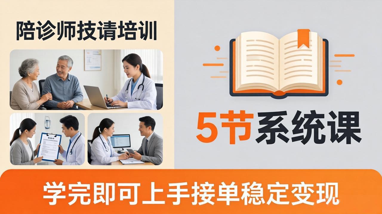 想做陪诊师不知从何下手？5节系统课教你掌握核心技能，学完即可上手接单稳定变现-资源共享