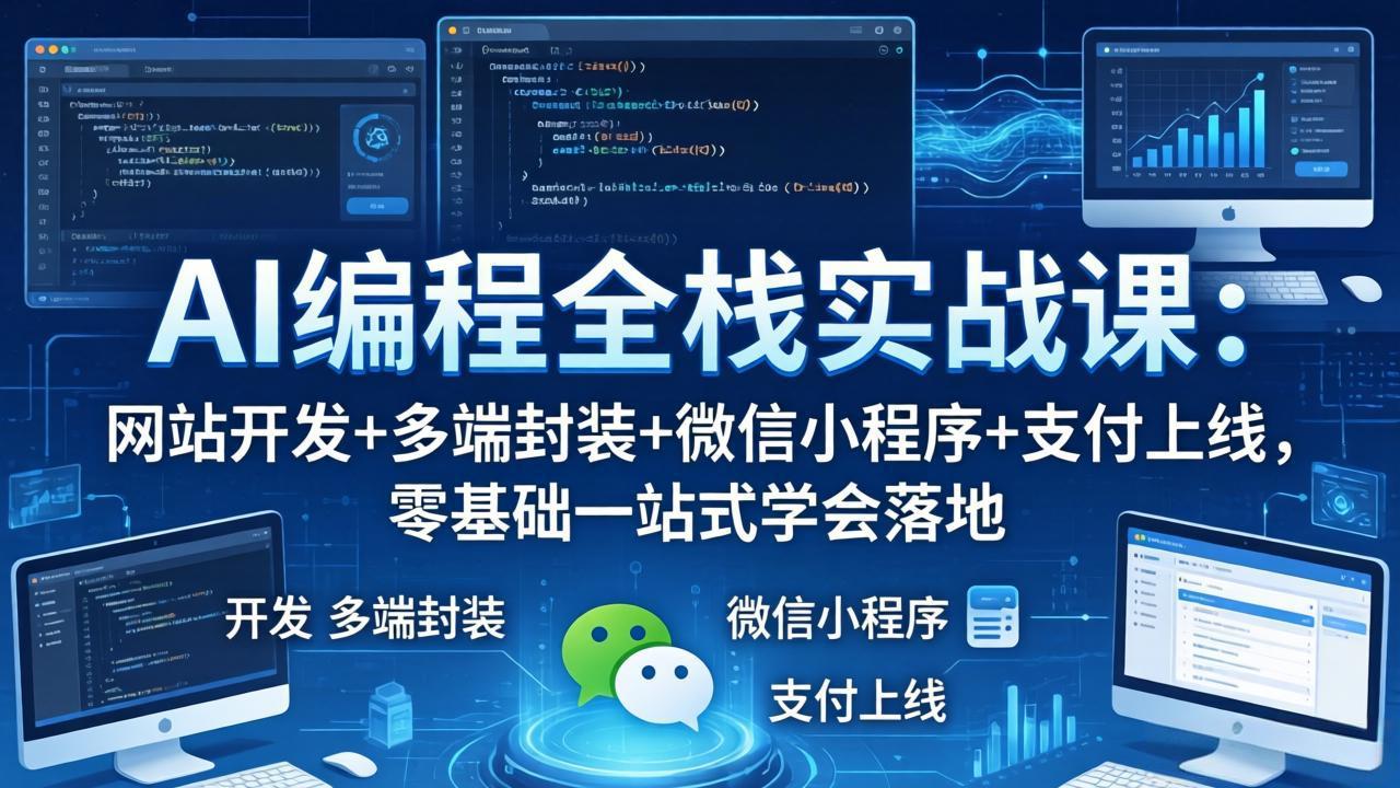 AI编程全栈实战课：网站开发+多端封装+微信小程序+支付上线，零基础一站式学会落地-资源共享