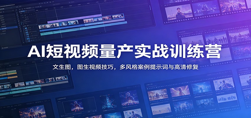 AI短视频量产实战训练营：文生图，图生视频技巧，多风格案例提示词与高清修复-资源共享