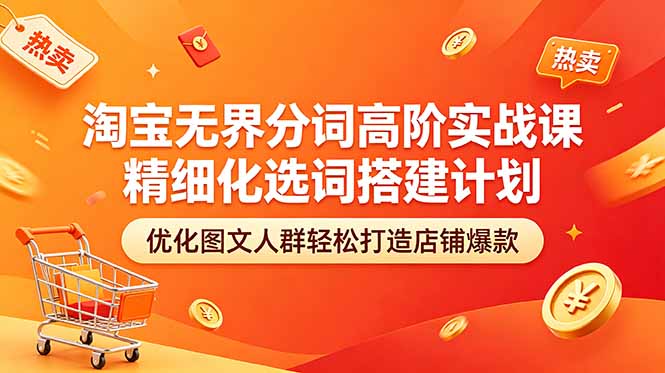 淘宝无界分词高阶实战课 精细化选词搭建计划 优化图文人群轻松打造店铺爆款-资源共享