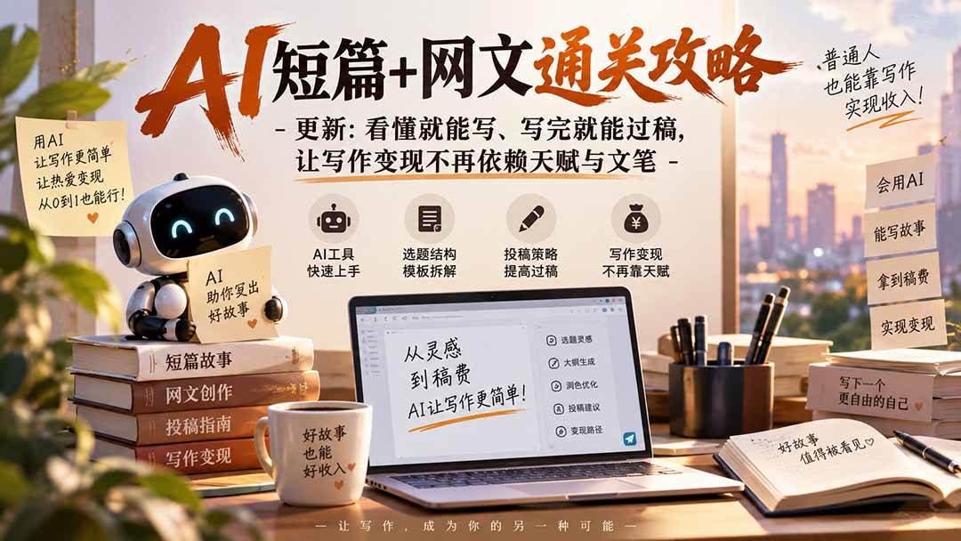 (20861期)AI短篇+网文通关攻略-更新1009:看懂就能写、写完就能过稿,让写作变现不再依赖天赋与文笔-资源共享