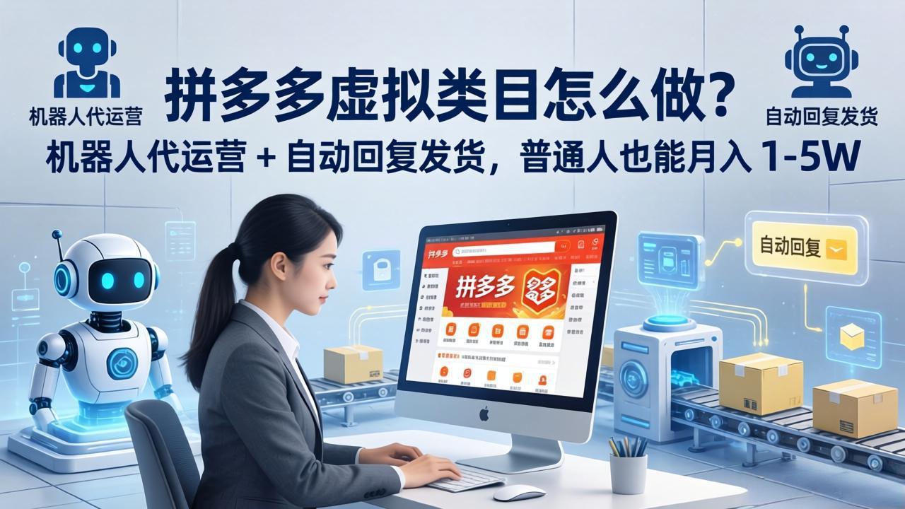 拼多多虚拟类目怎么做？机器人代运营 + 自动回复发货，普通人也能月入 1-5W-资源共享