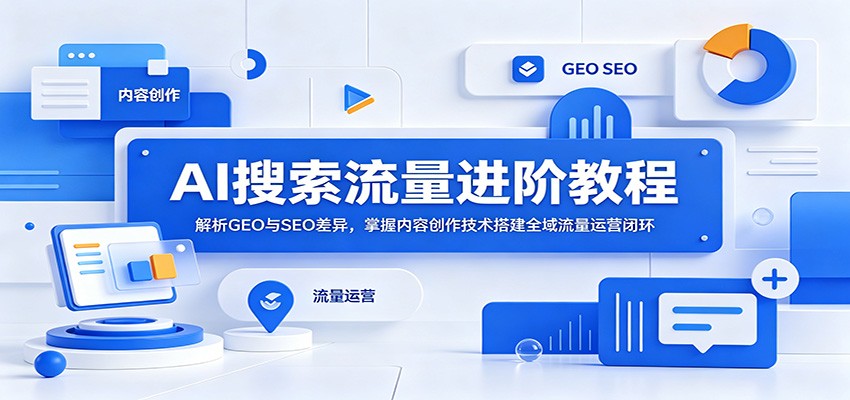 AI搜索流量进阶教程:解析GEO与SEO差异,掌握内容创作技术搭建全域流量运营闭环-资源共享