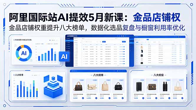 阿里国际站AI提效5月新课:金品店铺权重提升八大榜单,数据化选品复盘与橱窗利用率优化-资源共享