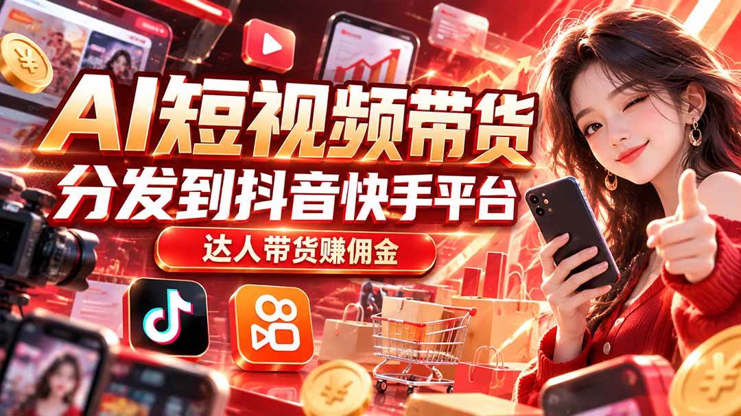 (20754期)【AI短视频带货】分发到抖音快手平台,达人带货赚佣金-资源共享