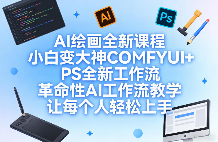 AI绘画全新课程，小白变大神COMFYUI+PS全新工作流，革命性AI工作流教学，让每个人轻松上手-资源共享