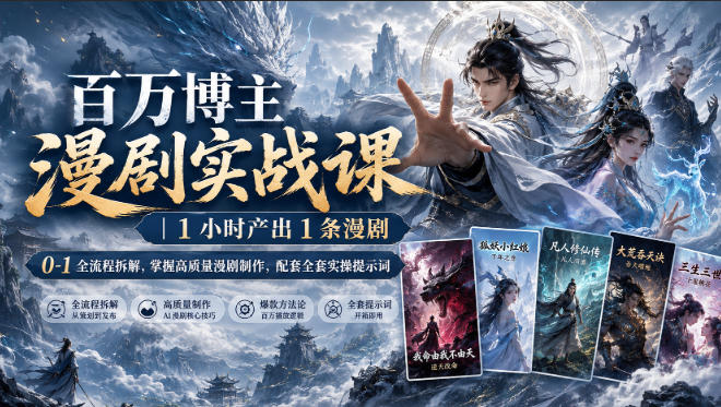 百万博主漫剧实战课｜1小时产出1条漫剧，0‑1全流程拆解，掌握高质量漫剧制作，配套全套实操提示词-资源共享