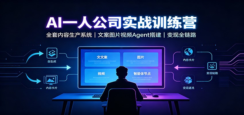 AI创作一人公司实战训练营:全套内容生产系统,文案图片视频Agent搭建变现全链路-资源共享
