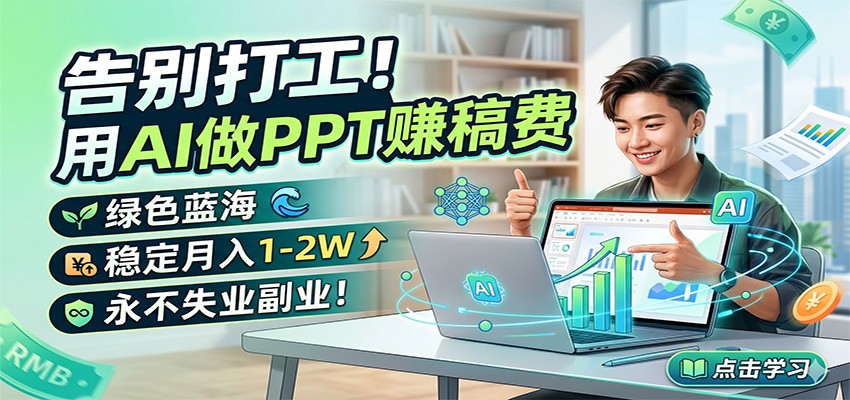 告别打工!用AI做PPT赚稿费,绿色蓝海,稳定月入1-2W,永不失业副业!-资源共享