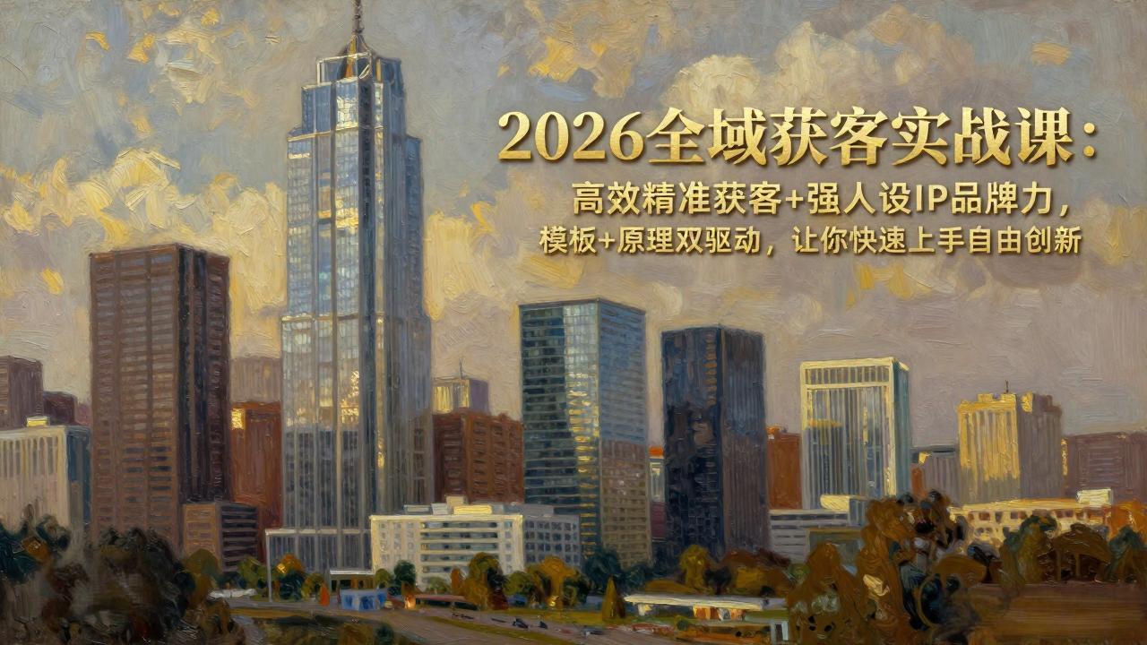 2026全域获客实战课：高效精准获客+强人设IP品牌力，模板+原理双驱动，让你快速上手自由创新-资源共享