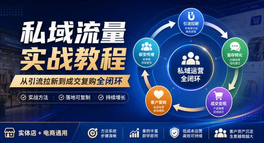 私域流量实战教程,从引流拉新到成交复购全闭环,实体店电商通用-资源共享