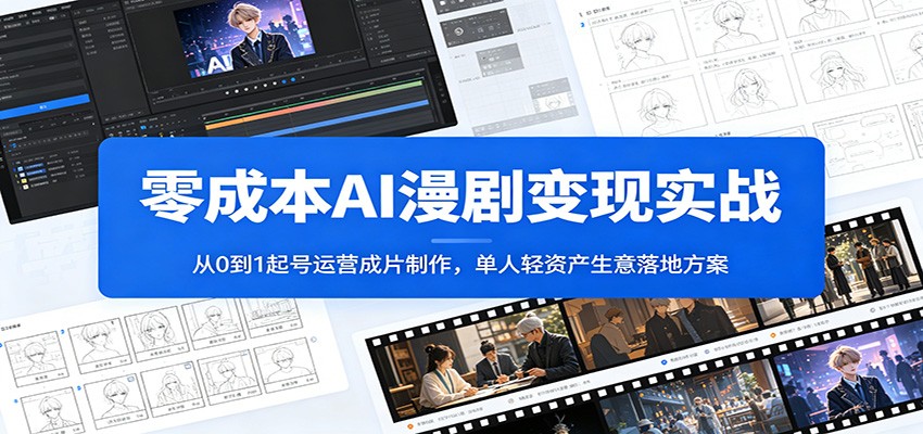 零成本AI漫剧变现实战：从0到1起号运营成片制作，单人轻资产生意落地方案-资源共享