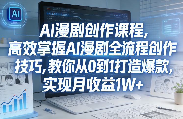 某社群AI漫剧创作课程，高效掌握AI漫剧全流程创作技巧，教你从0到1打造爆款，实现月收益1W+-资源共享