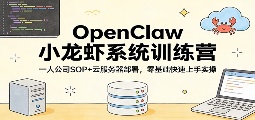 OpenClaw小龙虾系统训练营：一人公司SOP，云服务器部署，零基础快速上手实操-资源共享