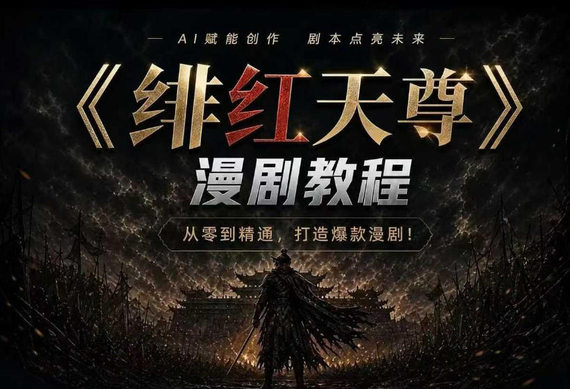 绯红天尊AI漫剧系统教程｜从零入门到精通，工具运用+剧本创作+爆款逻辑+提示词素材+镜头剪辑，全套爆款漫剧落地实战课-资源共享