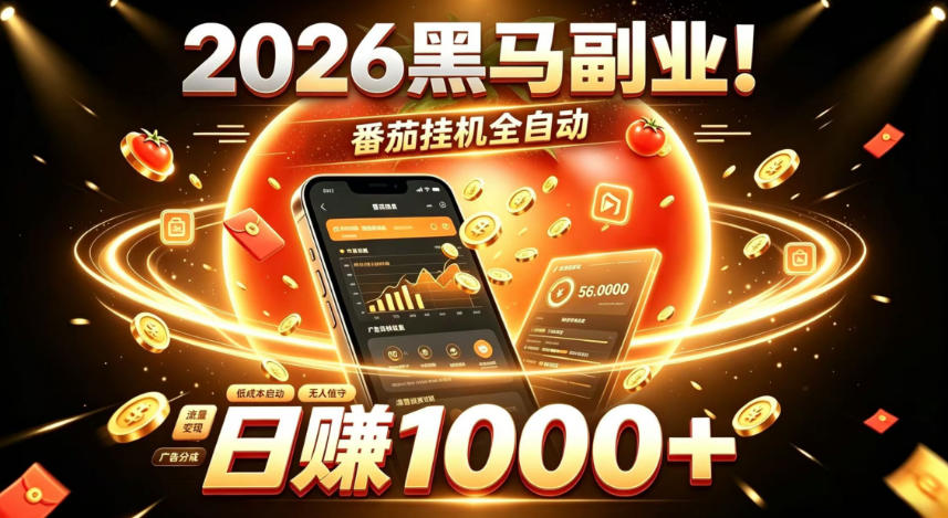 2026黑马副业！番茄挂G全自动日入1000+，操作最简单、门槛最低的线上轻资产项目【揭秘】-资源共享