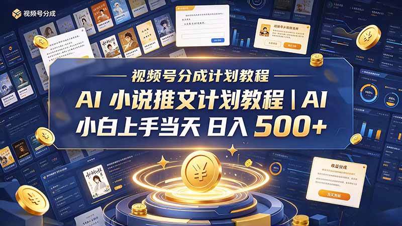 (20937期)最新视频号分成计划教程|AI 小说推文,小白上手当天日入 500+-资源共享