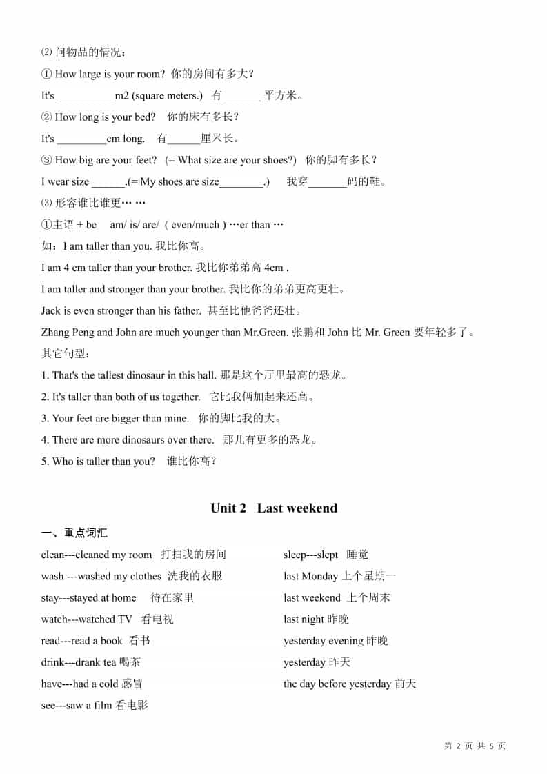 六年级下英语全册知识总结《人教版PEP》-资源共享