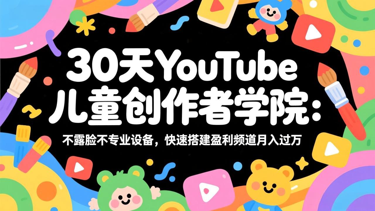 30天YouTube儿童创作者学院：不露脸不专业设备，快速搭建盈利频道月入过万-资源共享