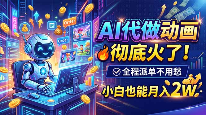 AI代做动画,彻底火了!全程派单不用愁,小白也能月入2W-资源共享