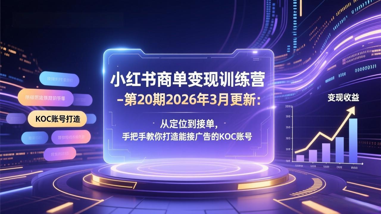 小红书商单变现训练营-第20期26年3月更新：从定位到接单，手把手教你打造能接广告的KOC账号-资源共享