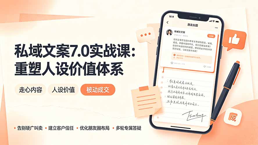 私域文案实战课7.0:重塑人设价值体系|-告别硬广推销×走心内容×自我价值塑造,实现被动成交-资源共享