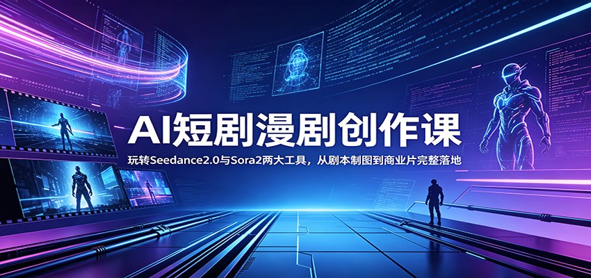 AI短剧漫剧创作课：玩转Seedance2.0与 Sora2两大工具，从剧本制图到商业片完整落地-资源共享