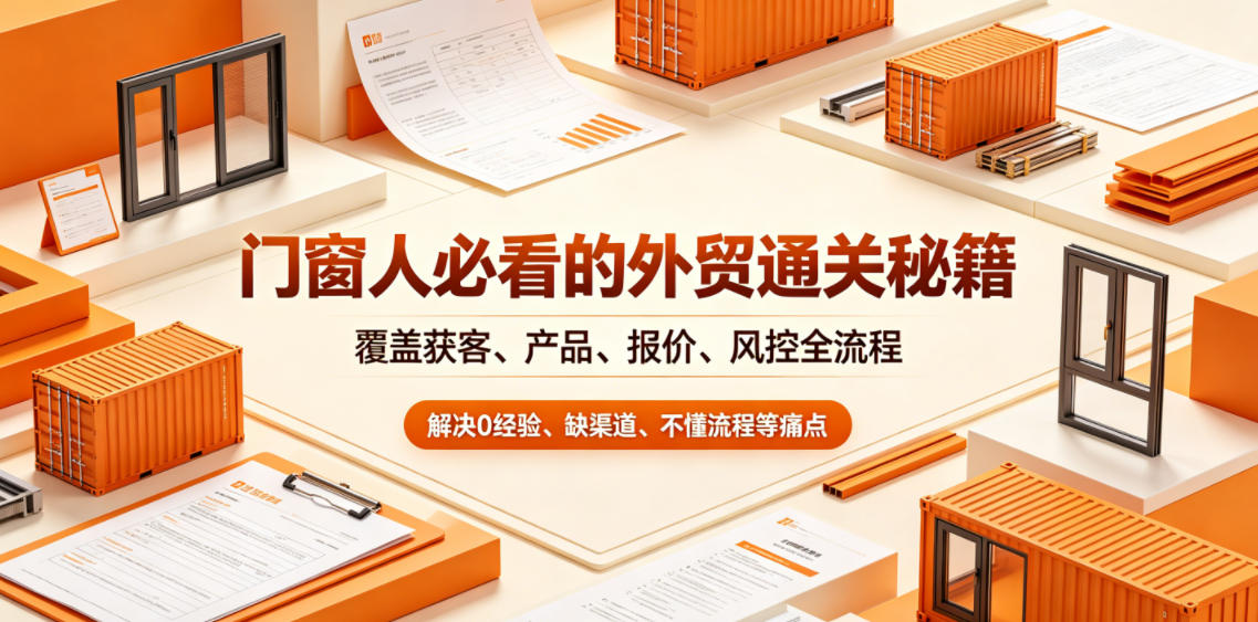 门窗人必看的外贸通关秘籍,块覆盖获客、产品、报价、风控全流程,解决0经验、缺渠道、不懂流程等痛点-资源共享