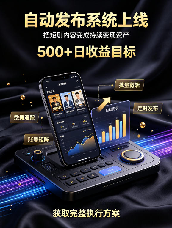 还在找靠谱线上副业？快手短剧项目，全程自动发布内容，不用熬夜做视频，轻松日入500+【揭秘】-资源共享