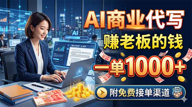 AI商业代写,赚老板的钱,一单1000+,附免费接单渠道-资源共享
