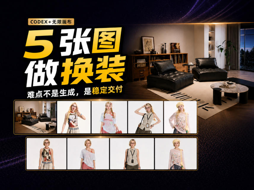 codex+无限画布，5张商品图做沙发换装视频，关键不是提示词！-资源共享