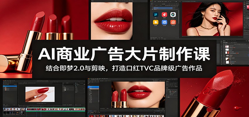 AI商业广告大片制作课:结合即梦2.0与剪映,打造口红TVC品牌级广告作品-资源共享