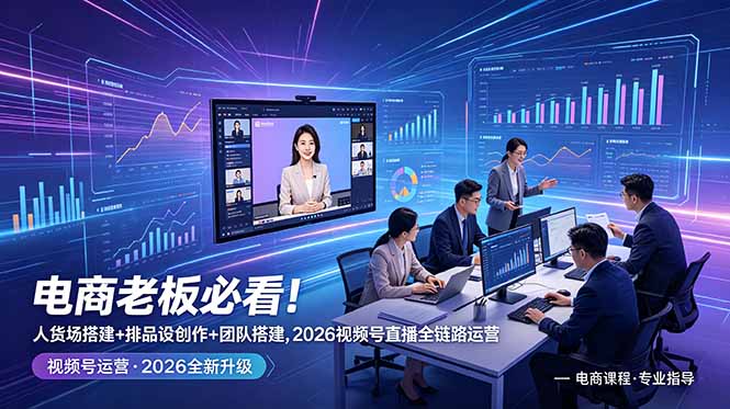 电商老板必看!人货场搭建+排品设计+素材创作+团队搭建,2026视频号直播全链路运营-资源共享