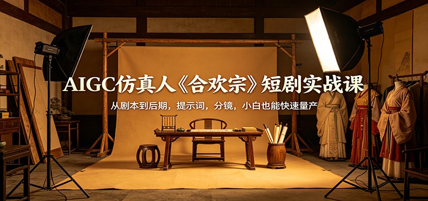 AIGC仿真人《合欢宗》短剧实战课:从剧本到后期,提示词,分镜,小白也能快速量产-资源共享