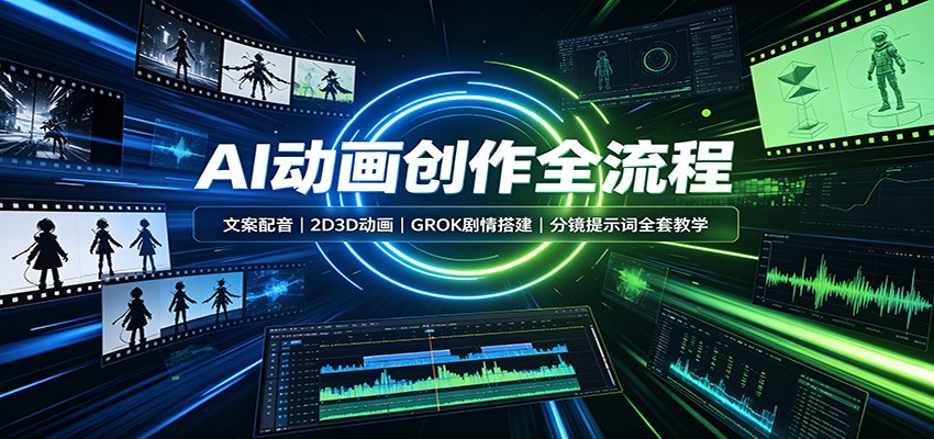 AI动画创作全流程:文案配音,2D3D动画,GROK剧情搭建,分镜提示词全套教学-资源共享