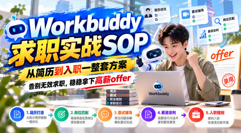 Workbuddy求职实战SOP，从简历到入职一整套方案，告别无效求职，稳稳拿下高薪offer-资源共享