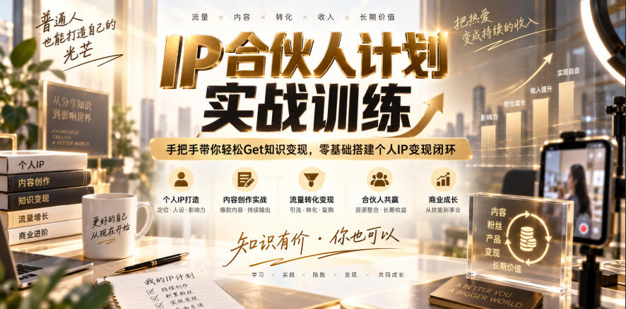 IP合伙人计划实战训练，手把手带你轻松Get知识变现，零基础搭建个人IP变现闭环（更新260908）-资源共享