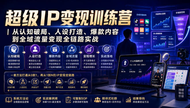 超级IP变现训练营｜从认知破局、人设打造、爆款内容到全域流量变现全链路实战-资源共享