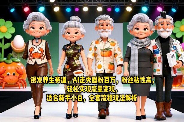 银发养生赛道，AI走秀圈粉百万，粉丝粘性高，轻松实现流量变现，适合新手小白，全套流程玩法解析-资源共享
