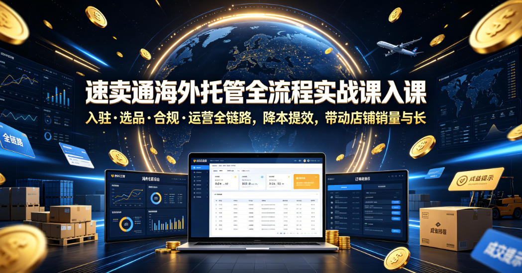 速卖通海外托管全流程实战课入驻・选品・合规・运营全链路,降本提效,带动店铺销量与收益增长-资源共享
