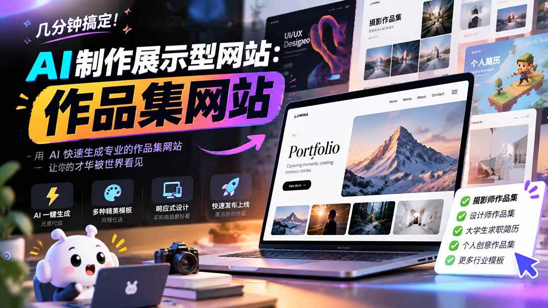 （21213期）几分钟搞定，AI制作展示型网站制作：作品集网站，用AI快速生成专业的作品集网站，接单变现！-资源共享
