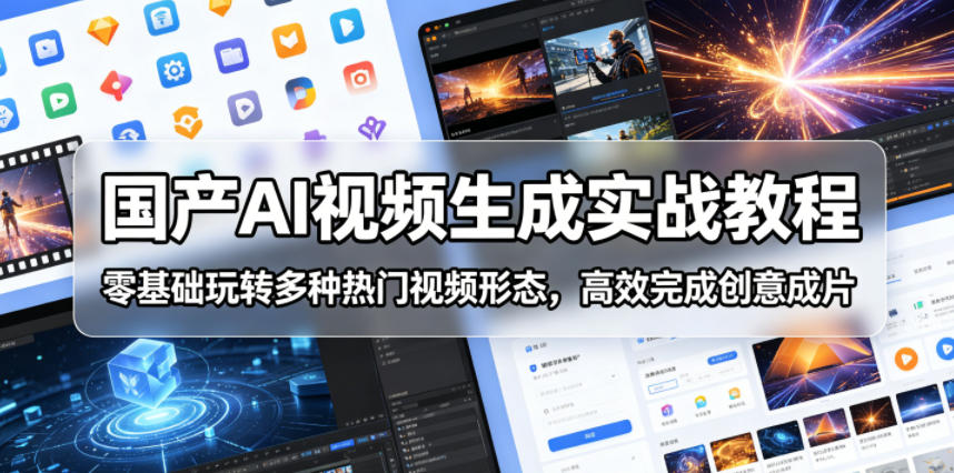 国产AI视频生成实战教程,零基础玩转多种热门视频形态,高效完成创意成片-资源共享