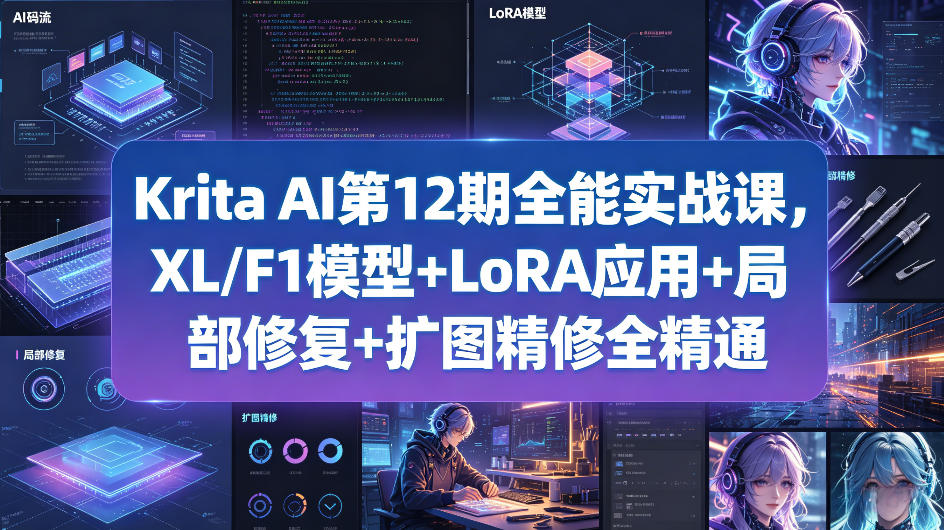 Krita AI第12期全能实战课,XL/F1模型+LoRA应用+局部修复+扩图精修全精通-资源共享