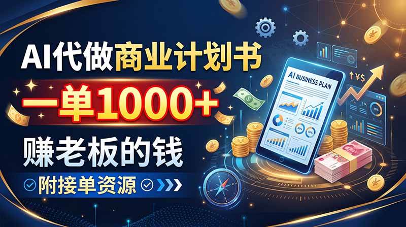（20303期）AI代做商业计划书，一单1000+，赚老板的钱，附接单资源-资源共享